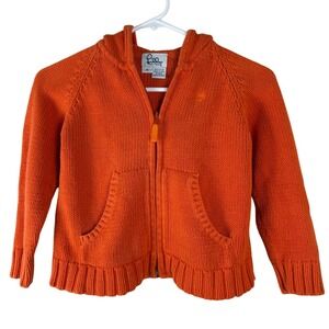 Lilly Pulitzer Kids Orange Cotton Knit Zip Up Hoodie Sweater Size 5 Vintage Girl